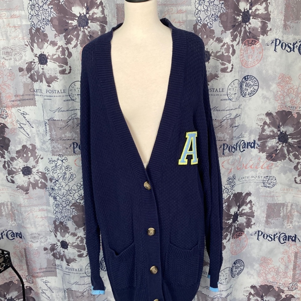 Aerie Oversized Varsity Cardigan with Letter Detail